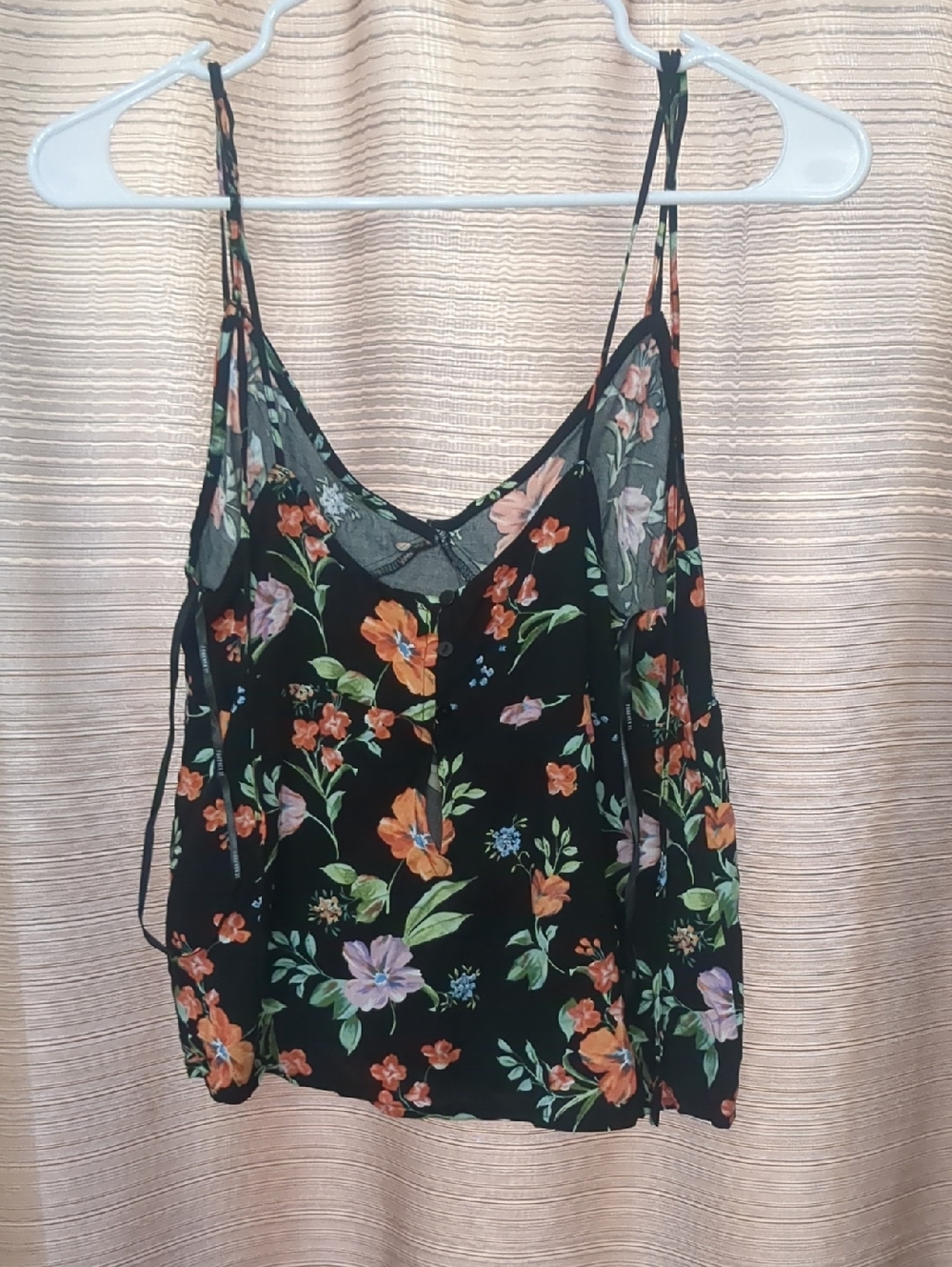 Forever 21 Black Floral Spaghetti Strap Cami